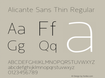 AlicanteSans-Thin Version 1.00 Font Sample
