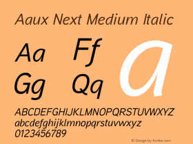 AauxNext-MediumItalic Version 1.000 2008 initial release Font Sample