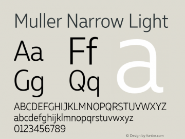 Muller Narrow Light Version 1.000;PS 001.000;hotconv 1.0.88;makeotf.lib2.5.64775 Font Sample