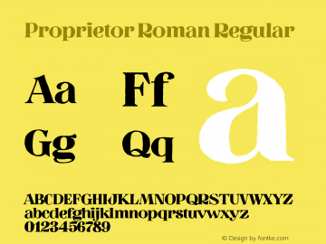 ProprietorRoman Version 1.000 Font Sample