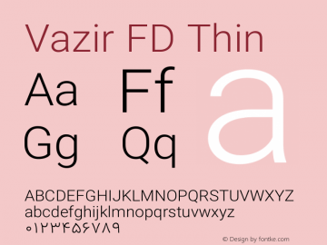 Vazir Thin FD Version 15.1.0 Font Sample