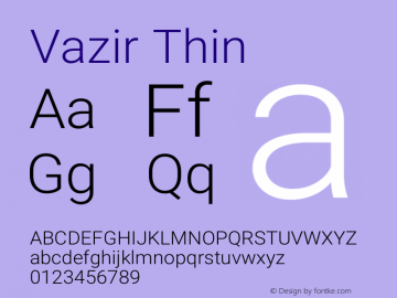 Vazir Thin Version 15.1.0 Font Sample