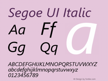 Segoe UI Italic Version 5.05 Font Sample