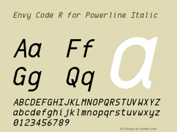 Envy Code R Italic for Powerline Version 0.079 Font Sample