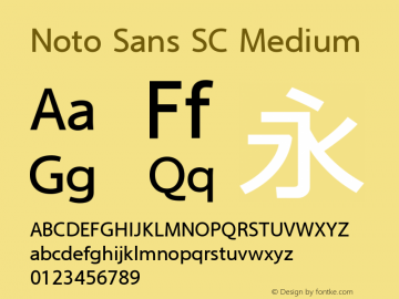 Noto Sans SC Medium Version 0.00 May 4, 2016 Font Sample