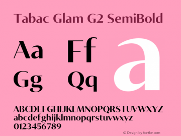 Tabac Glam G2 SemiBold Version 001.000 Font Sample