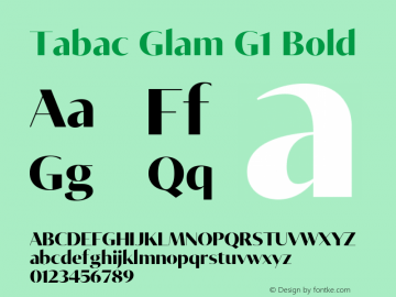Tabac Glam G1 Bold Version 001.000 Font Sample