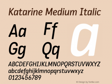 Katarine Medium Italic Version 2.000 Font Sample