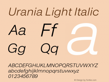 Urania-LightItalic Version 1.000 Font Sample