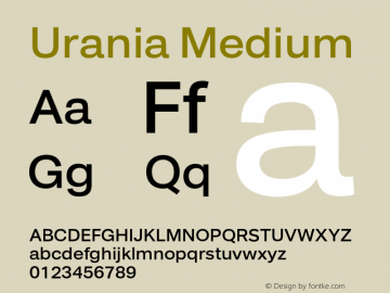 Urania-Medium Version 1.000 Font Sample