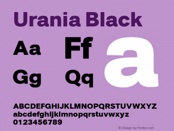 Urania Black Version 1.000 Font Sample