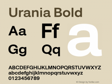 Urania Bold Version 1.000 Font Sample