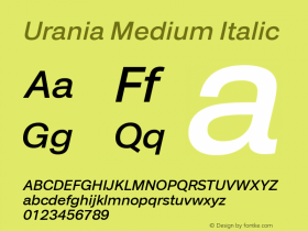 Urania Medium It Version 1.000 Font Sample