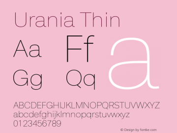 Urania Thin Version 1.000 Font Sample