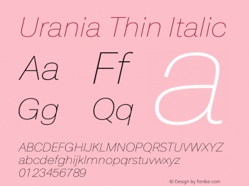 Urania Thin It Version 1.000 Font Sample