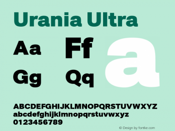 Urania Ultra Version 1.000 Font Sample