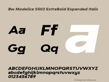 Bw Modelica SS02 ExtraBold Expanded Italic Version 2.000;PS 002.000;hotconv 1.0.88;makeotf.lib2.5.64775图片样张