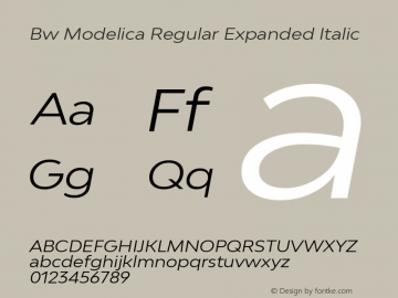 Bw Modelica Regular Expanded Italic Version 2.000;PS 002.000;hotconv 1.0.88;makeotf.lib2.5.64775 Font Sample