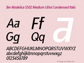 Bw Modelica SS02 Medium Ultra Condensed Italic Version 2.000;PS 002.000;hotconv 1.0.88;makeotf.lib2.5.64775图片样张