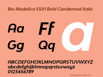 Bw Modelica SS01 Bold Condensed Italic Version 2.000;PS 002.000;hotconv 1.0.88;makeotf.lib2.5.64775 Font Sample