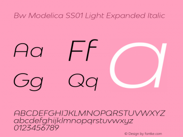 Bw Modelica SS01 Light Expanded Italic Version 2.000;PS 002.000;hotconv 1.0.88;makeotf.lib2.5.64775 Font Sample
