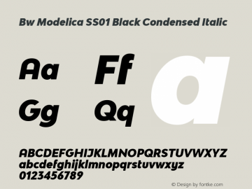 Bw Modelica SS01 Black Condensed Italic Version 2.000;PS 002.000;hotconv 1.0.88;makeotf.lib2.5.64775 Font Sample