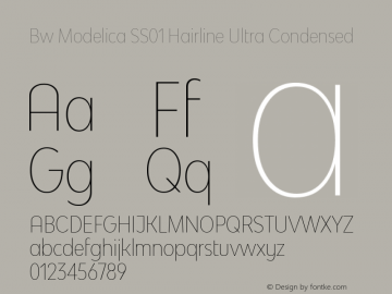 Bw Modelica SS01 Hairline Ultra Condensed Version 2.000;PS 002.000;hotconv 1.0.88;makeotf.lib2.5.64775 Font Sample