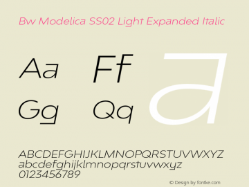 Bw Modelica SS02 Light Expanded Italic Version 2.000;PS 002.000;hotconv 1.0.88;makeotf.lib2.5.64775 Font Sample