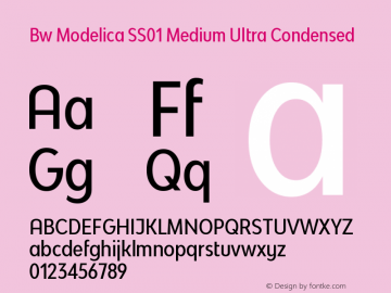 Bw Modelica SS01 Medium Ultra Condensed Version 2.000;PS 002.000;hotconv 1.0.88;makeotf.lib2.5.64775 Font Sample