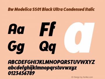 Bw Modelica SS01 Black Ultra Condensed Italic Version 2.000;PS 002.000;hotconv 1.0.88;makeotf.lib2.5.64775图片样张