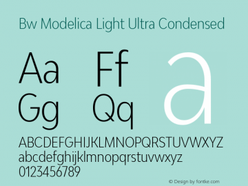 Bw Modelica Light Ultra Condensed Version 2.000;PS 002.000;hotconv 1.0.88;makeotf.lib2.5.64775 Font Sample