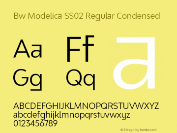 Bw Modelica SS02 Regular Condensed Version 2.000;PS 002.000;hotconv 1.0.88;makeotf.lib2.5.64775 Font Sample
