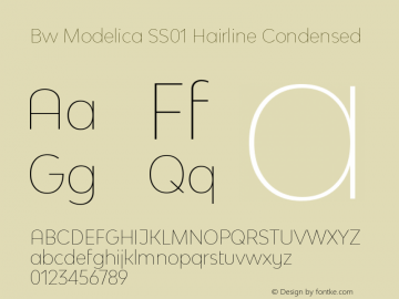 Bw Modelica SS01 Hairline Condensed Version 2.000;PS 002.000;hotconv 1.0.88;makeotf.lib2.5.64775 Font Sample