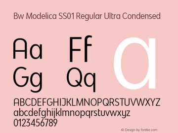 Bw Modelica SS01 Regular Ultra Condensed Version 2.000;PS 002.000;hotconv 1.0.88;makeotf.lib2.5.64775 Font Sample
