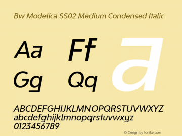 Bw Modelica SS02 Medium Condensed Italic Version 2.000;PS 002.000;hotconv 1.0.88;makeotf.lib2.5.64775 Font Sample