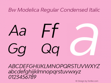 Bw Modelica Regular Condensed Italic Version 2.000;PS 002.000;hotconv 1.0.88;makeotf.lib2.5.64775图片样张