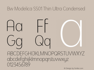Bw Modelica SS01 Thin Ultra Condensed Version 2.000;PS 002.000;hotconv 1.0.88;makeotf.lib2.5.64775 Font Sample