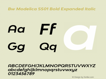 Bw Modelica SS01 Bold Expanded Italic Version 2.000;PS 002.000;hotconv 1.0.88;makeotf.lib2.5.64775 Font Sample