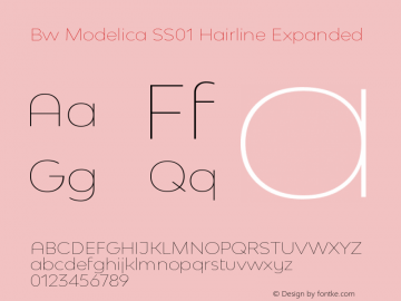 Bw Modelica SS01 Hairline Expanded Version 2.000;PS 002.000;hotconv 1.0.88;makeotf.lib2.5.64775 Font Sample