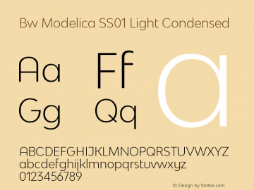 Bw Modelica SS01 Light Condensed Version 2.000;PS 002.000;hotconv 1.0.88;makeotf.lib2.5.64775 Font Sample