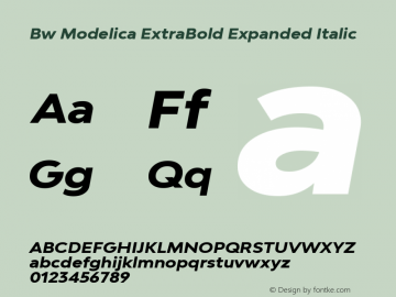 Bw Modelica ExtraBold Expanded Italic Version 2.000;PS 002.000;hotconv 1.0.88;makeotf.lib2.5.64775 Font Sample