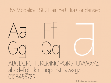Bw Modelica SS02 Hairline Ultra Condensed Version 2.000;PS 002.000;hotconv 1.0.88;makeotf.lib2.5.64775 Font Sample