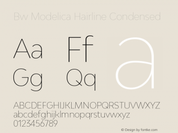 Bw Modelica Hairline Condensed Version 2.000;PS 002.000;hotconv 1.0.88;makeotf.lib2.5.64775图片样张