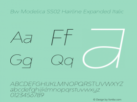 Bw Modelica SS02 Hairline Expanded Italic Version 2.000;PS 002.000;hotconv 1.0.88;makeotf.lib2.5.64775图片样张