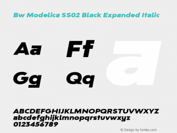 Bw Modelica SS02 Black Expanded Italic Version 2.000;PS 002.000;hotconv 1.0.88;makeotf.lib2.5.64775 Font Sample