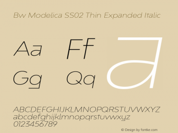 Bw Modelica SS02 Thin Expanded Italic Version 2.000;PS 002.000;hotconv 1.0.88;makeotf.lib2.5.64775图片样张