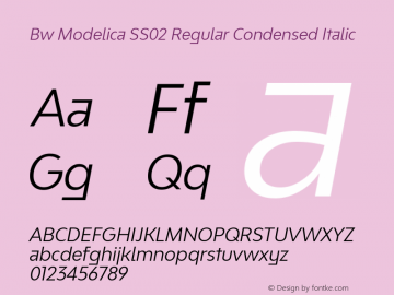 Bw Modelica SS02 Regular Condensed Italic Version 2.000;PS 002.000;hotconv 1.0.88;makeotf.lib2.5.64775图片样张