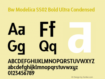 Bw Modelica SS02 Bold Ultra Condensed Version 2.000;PS 002.000;hotconv 1.0.88;makeotf.lib2.5.64775图片样张