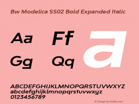 Bw Modelica SS02 Bold Expanded Italic Version 2.000;PS 002.000;hotconv 1.0.88;makeotf.lib2.5.64775图片样张