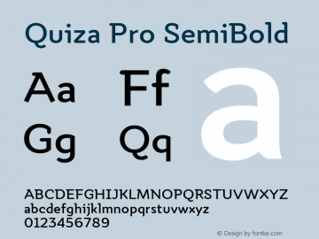 Quiza Pro SemiBold Version 001.000; ttfautohint (v0.97) -l 8 -r 50 -G 200 -x 14 -f dflt -w G图片样张
